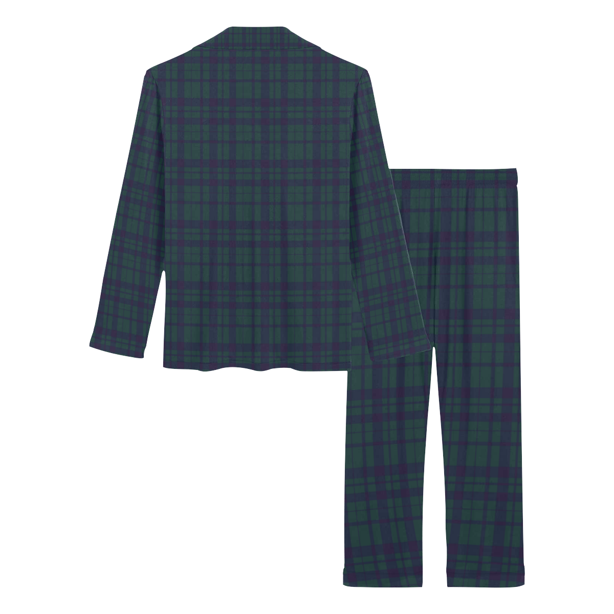Green Plaid Rock Style Women's Long Pajama Set