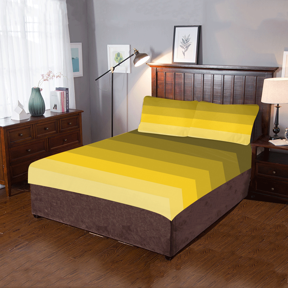 Green yellow stripes 3-Piece Bedding Set