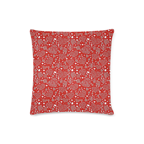red white hearts Custom Zippered Pillow Case 16"x16"(Twin Sides)