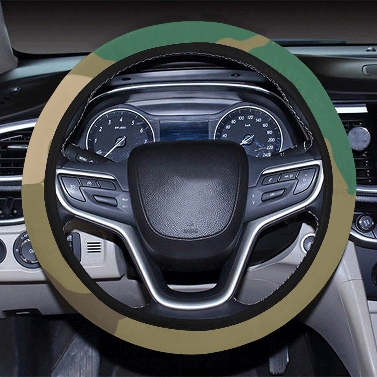 Woodland Camo Steering Wheel Cover with Elastic Edge