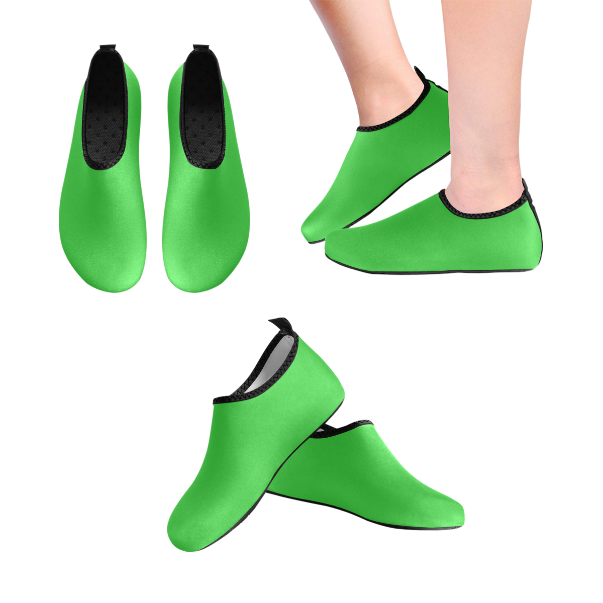 color lime green Women's Slip-On Water Shoes (Model 056)