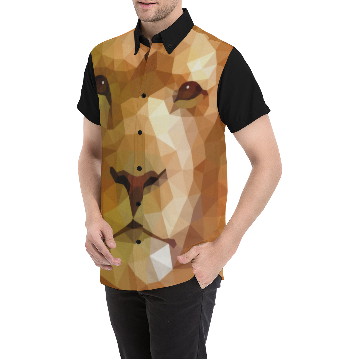 Polymetric Lion Men's All Over Print Short Sleeve Shirt (Model T53)