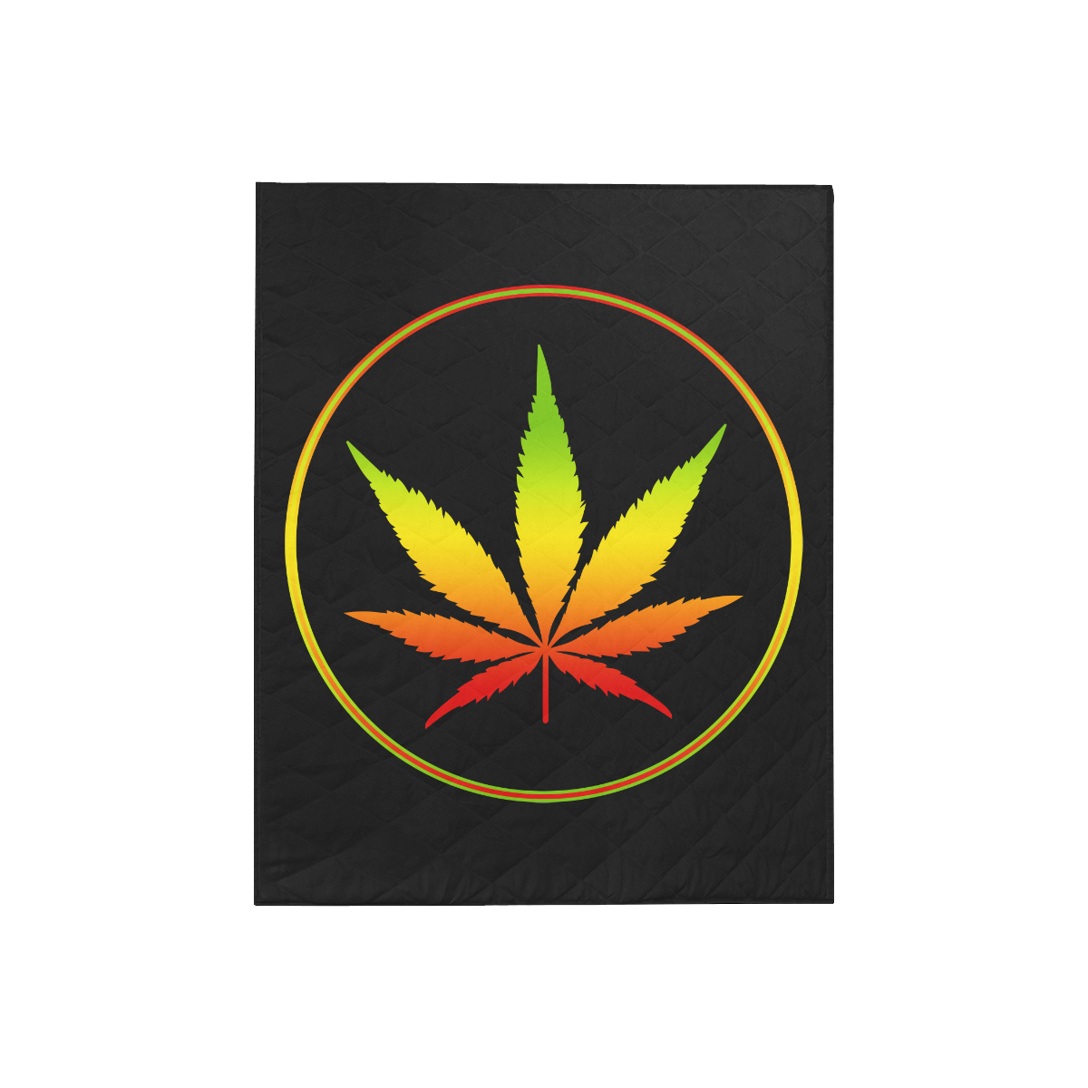 Rastafari Marijuana Leaf Button Green Yellow Red Quilt 40"x50"