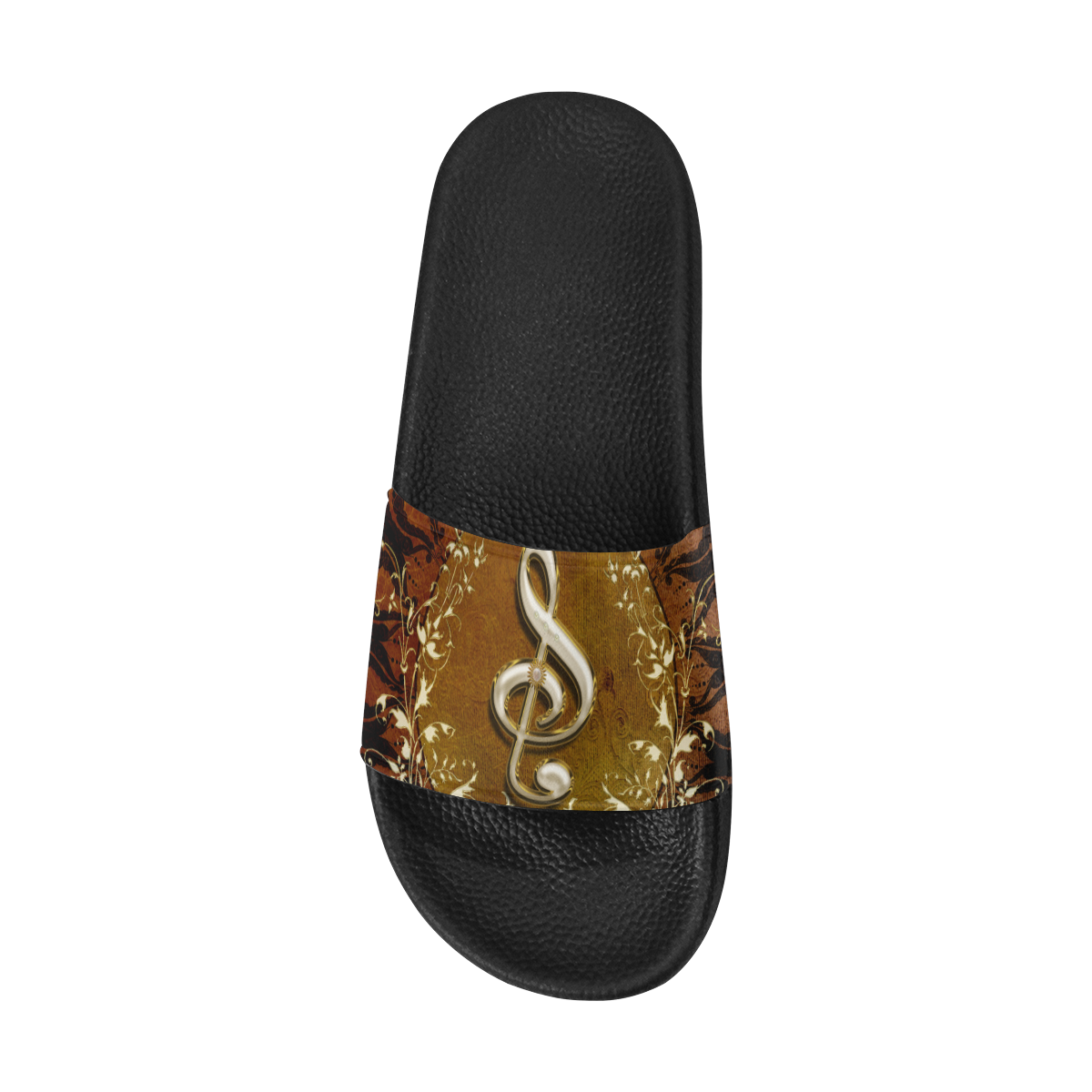 Music, decorative clef with floral elements Women's Slide Sandals (Model 057)