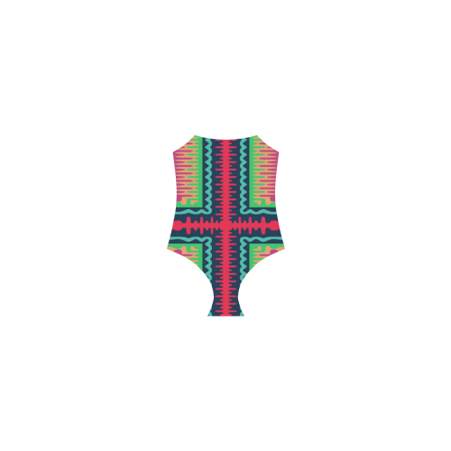 Waves in retro colors Strap Swimsuit ( Model S05)