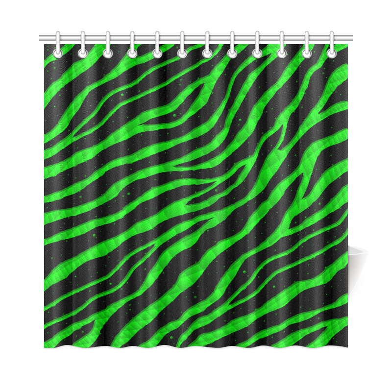 Ripped SpaceTime Stripes - Green Shower Curtain 72"x72"
