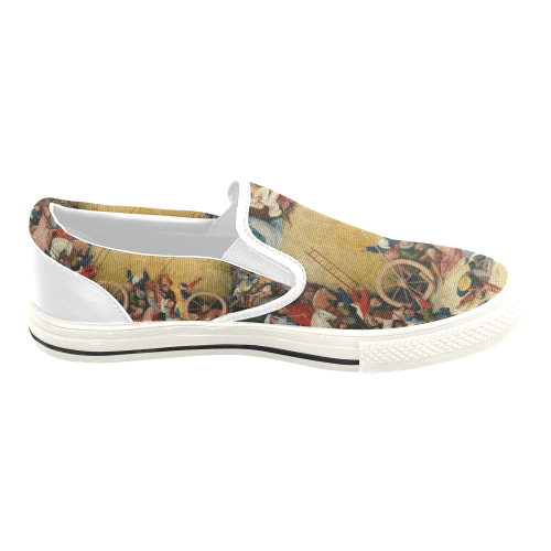 Hieronymus Bosch-The Haywain Triptych 2 Women's Slip-on Canvas Shoes/Large Size (Model 019)