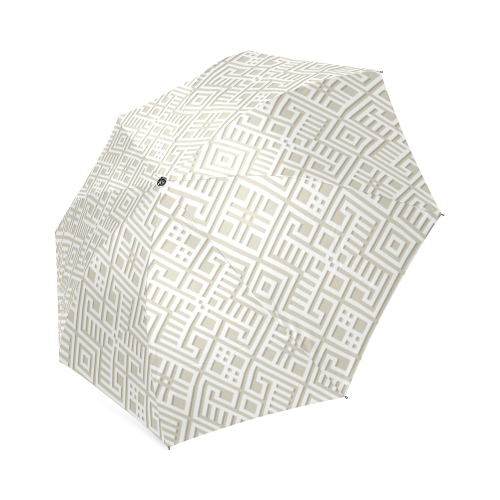 White 3D Geometric Pattern Foldable Umbrella (Model U01)