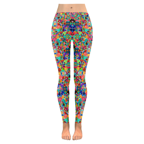 Multicolored Geometric Pattern Women's Low Rise Leggings (Invisible Stitch) (Model L05)