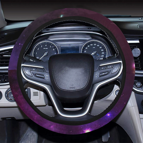 Midnight Blue Purple Galaxy Steering Wheel Cover with Elastic Edge