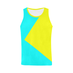 Bright Neon Yellow / Blue All Over Print Tank Top for Men (Model T43)
