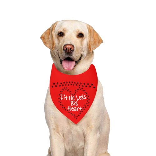 Little Legs Big Heart Paw Prints Red Pet Dog Bandana/Large Size