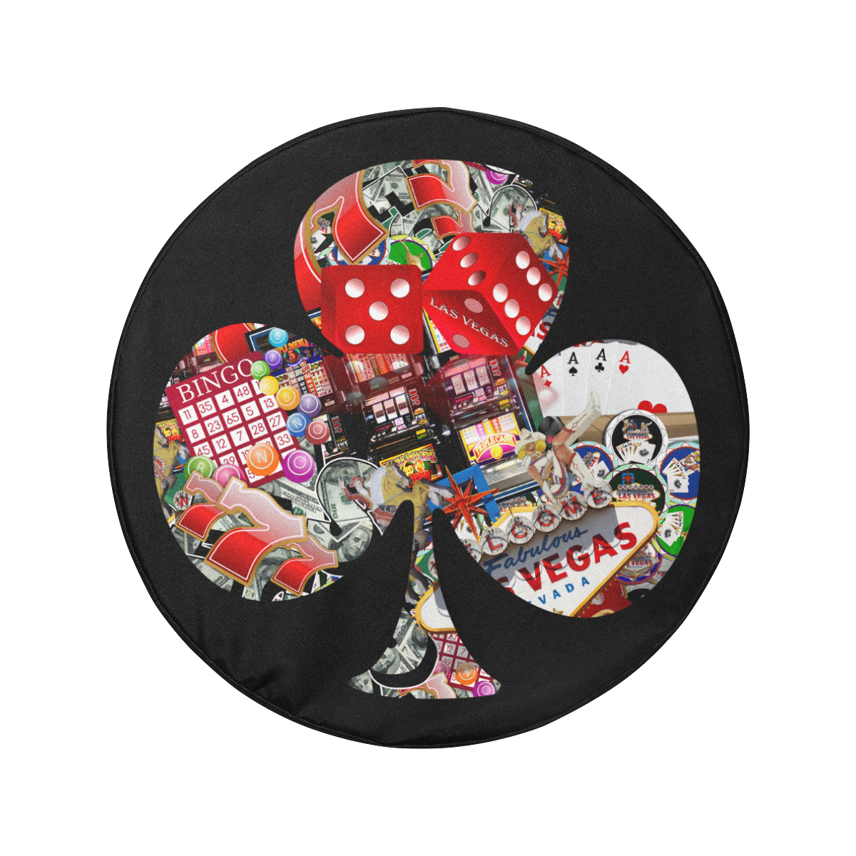 Club Playing Card Shape - Las Vegas Icons 34 Inch Spare Tire Cover