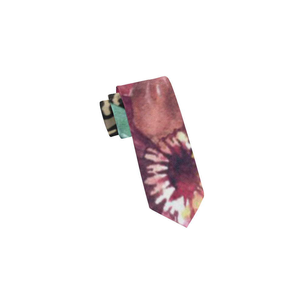 Watercolor Flowers on Cheeatah Print Classic Necktie (Two Sides)