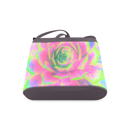 Lime Green and Pink Succulent Sedum Crossbody Bags (Model 1613)