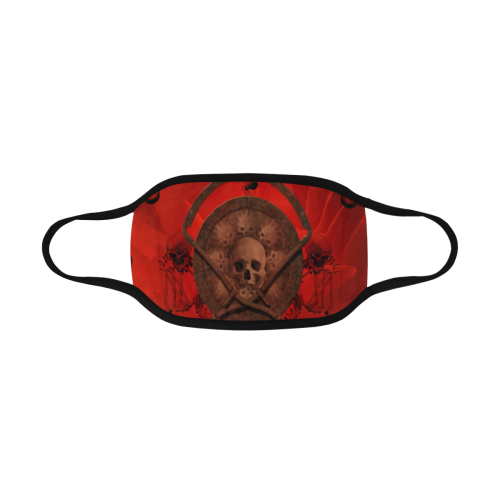 Skulls on red vintage background Mouth Mask