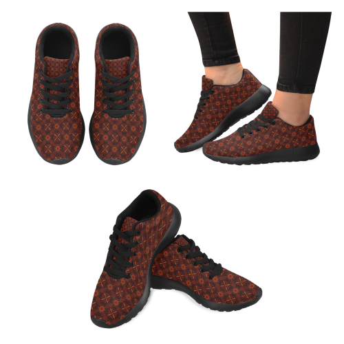 Brown Geometric Pattern Women’s Running Shoes (Model 020)