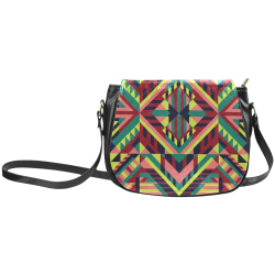 Modern Geometric Pattern Classic Saddle Bag/Large (Model 1648)