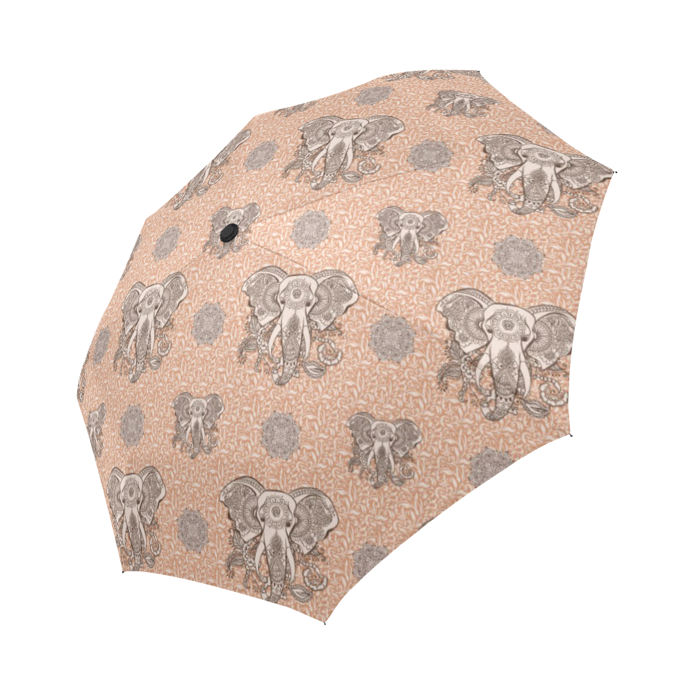 Ethnic Elephant Mandala Pattern Auto-Foldable Umbrella (Model U04)
