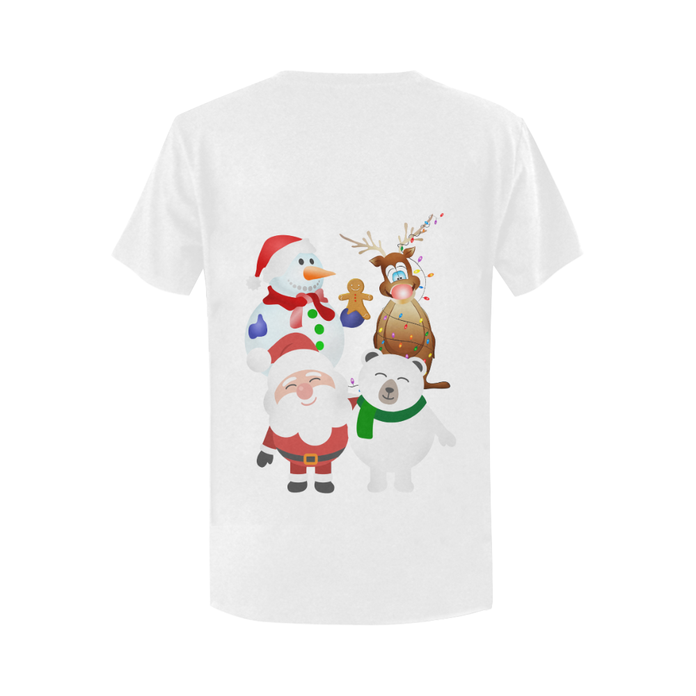 Christmas Gingerbread, Snowman, Santa Claus Women's T-Shirt in USA Size (Two Sides Printing)