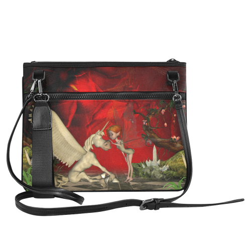 Cute little fairy and pegasus Slim Clutch Bag (Model 1668)