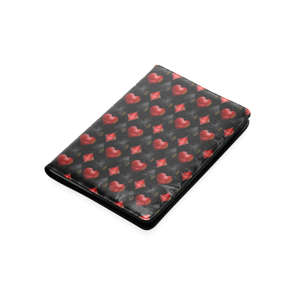 Las Vegas Black and Red Casino Poker Card Shapes on Black Custom NoteBook A5