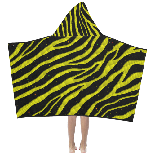 Ripped SpaceTime Stripes - Yellow Kids' Hooded Bath Towels
