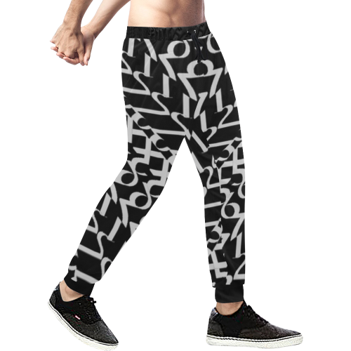 NUMBERS Collection 1234567 Black/White Men's All Over Print Sweatpants (Model L11)