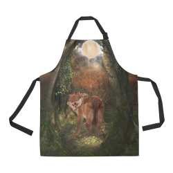 Awesome wolf in the night All Over Print Apron