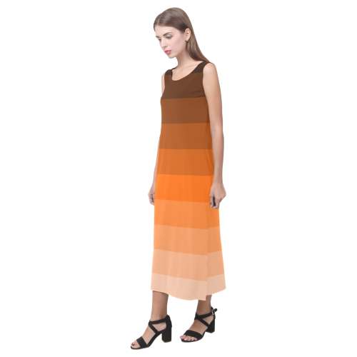 Orange stripes Phaedra Sleeveless Open Fork Long Dress (Model D08)