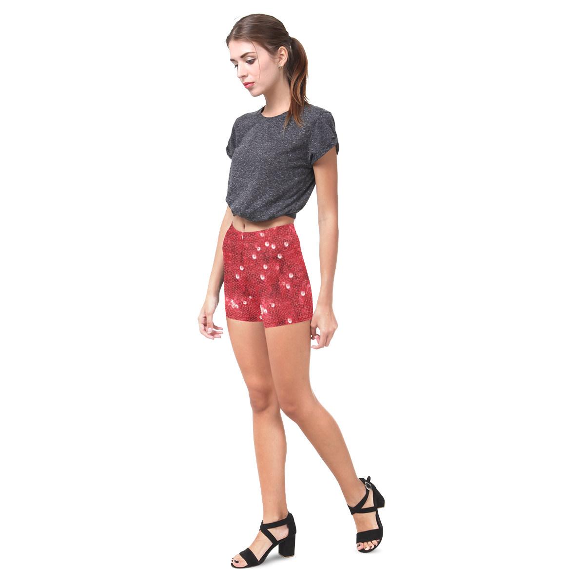 Sparkling Sequin-Like Pattern Briseis Skinny Shorts (Model L04)