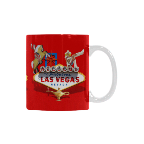 Las Vegas Welcome Sign on Red Custom White Mug (11OZ)