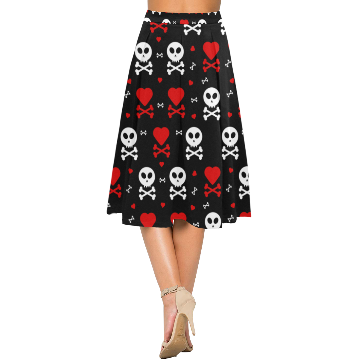 Skull and Crossbones Aoede Crepe Skirt (Model D16)