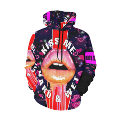 Kiss me Hard All Over Print Hoodie for Men/Large Size (USA Size) (Model H13)