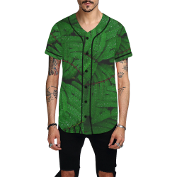 Forest Green Plants with Dew Photo All Over Print Baseball Jersey for Men (Model T50)