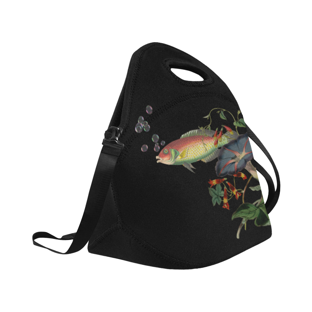 Fish With Flowers Surreal Neoprene Lunch Bag/Large (Model 1669)