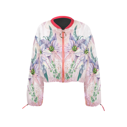 Wonderful flowers, watercolor Cropped Chiffon Jacket for Women (Model H30)