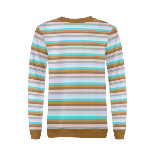 Fun Stripes 5 Brown All Over Print Crewneck Sweatshirt for Women (Model H18)