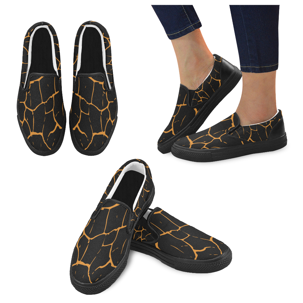 Abstract Animal Skin Women's Slip-on Canvas Shoes (Model 019)