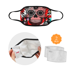 SKULL TRIBLE RED 3D MASK Mouth Mask in One Piece (2 Filters Included) (Model M02) (Non-medical Products)
