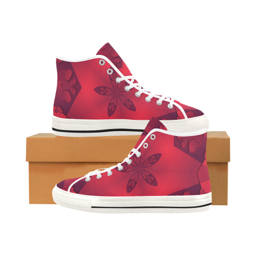 Love and Romance Red Star and Hearts Vancouver H Women's Canvas Shoes (1013-1)