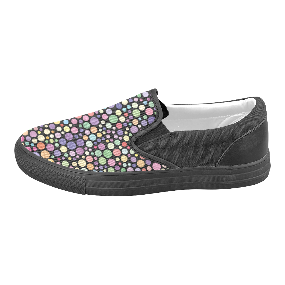 Colorful dot pattern Women's Unusual Slip-on Canvas Shoes (Model 019)