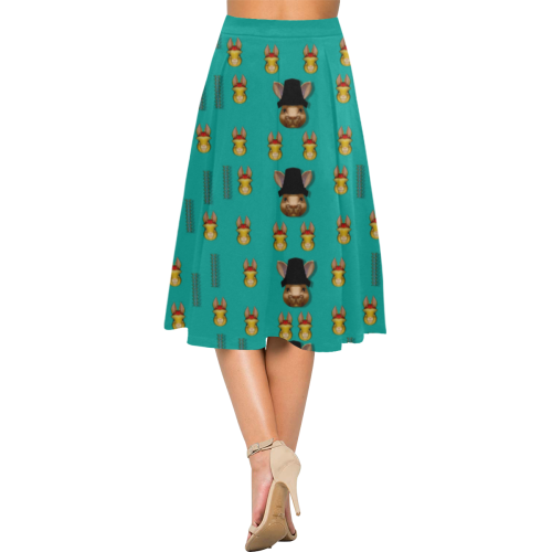 Happy rabbits in the green free grass Aoede Crepe Skirt (Model D16)