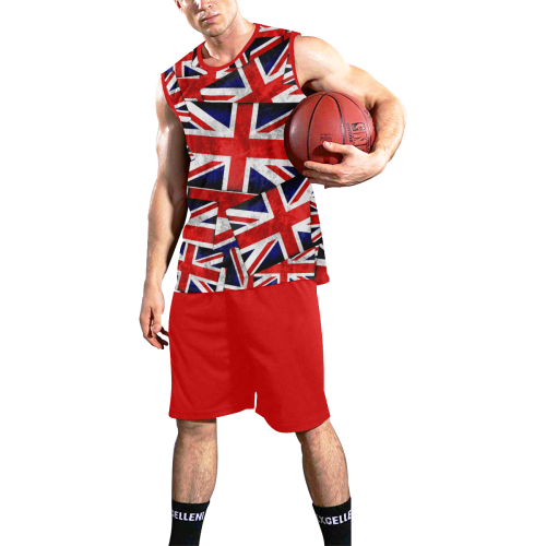 Union Jack British UK Flag - Red All Over Print Basketball Uniform