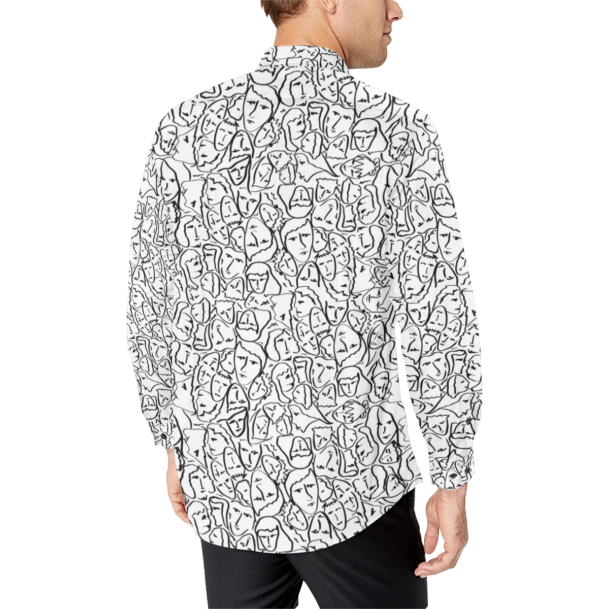 CMBYN Elio Shirt Faces Black Design on White Men's All Over Print Casual Dress Shirt (Model T61)