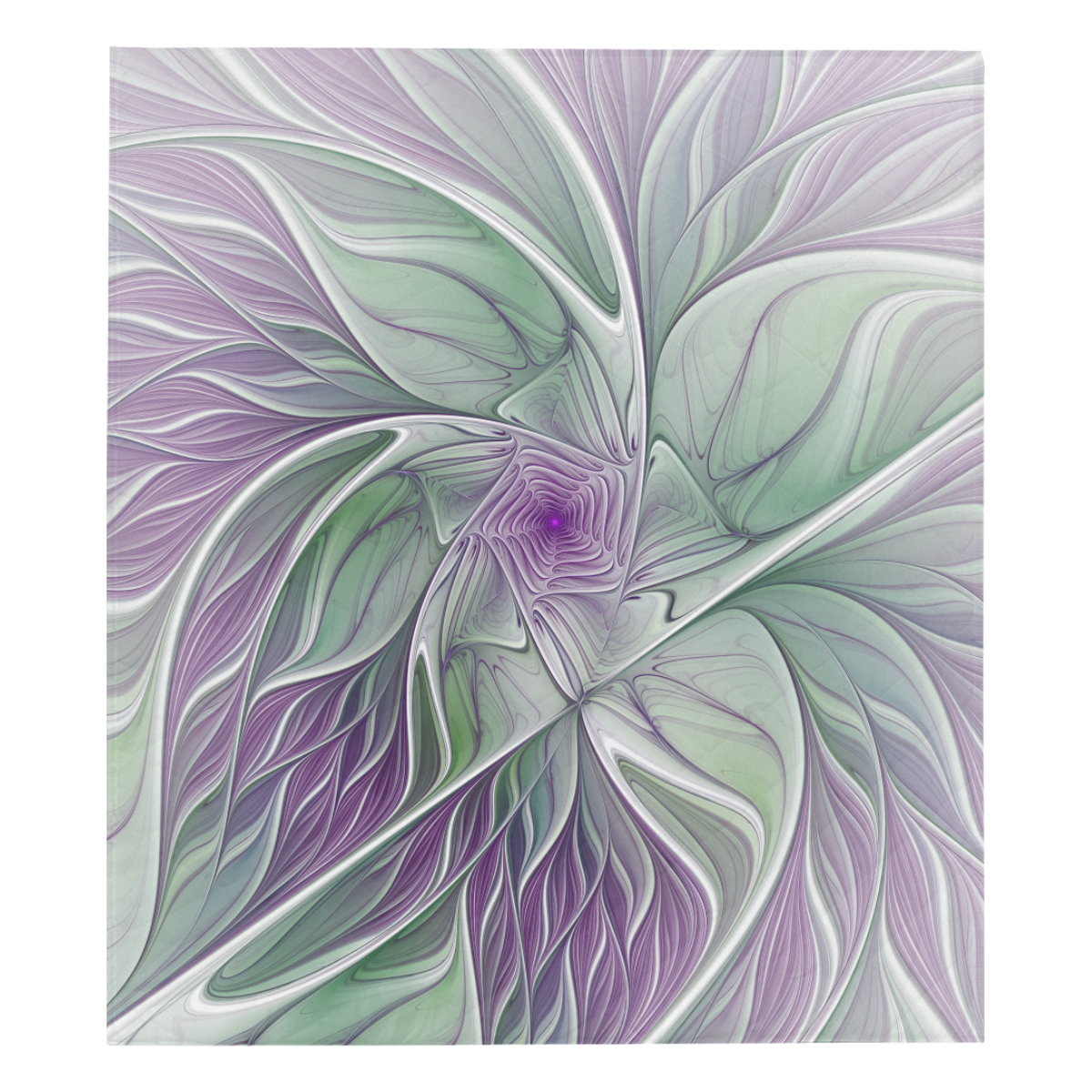 Flower Dream Abstract Purple Sea Green Floral Fractal Art Quilt 70"x80"