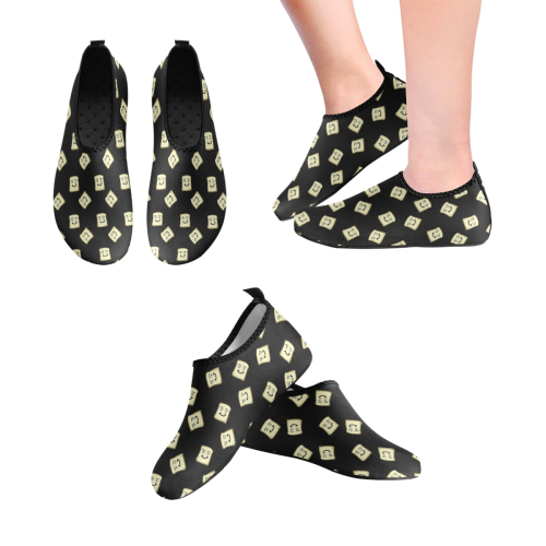 happy toast black Women's Slip-On Water Shoes (Model 056)