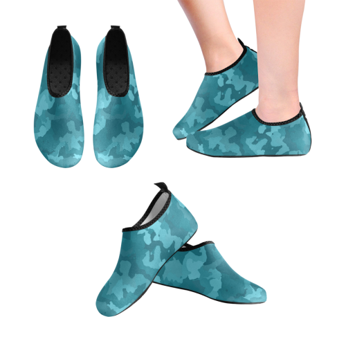 camouflage teal Women's Slip-On Water Shoes (Model 056)