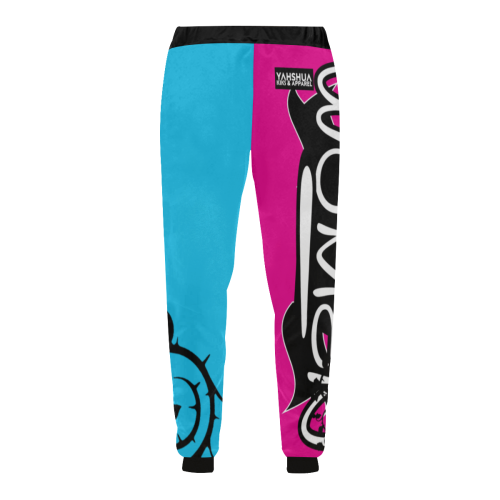 Blue/Neon Pink Unisex All Over Print Sweatpants (Model L11)