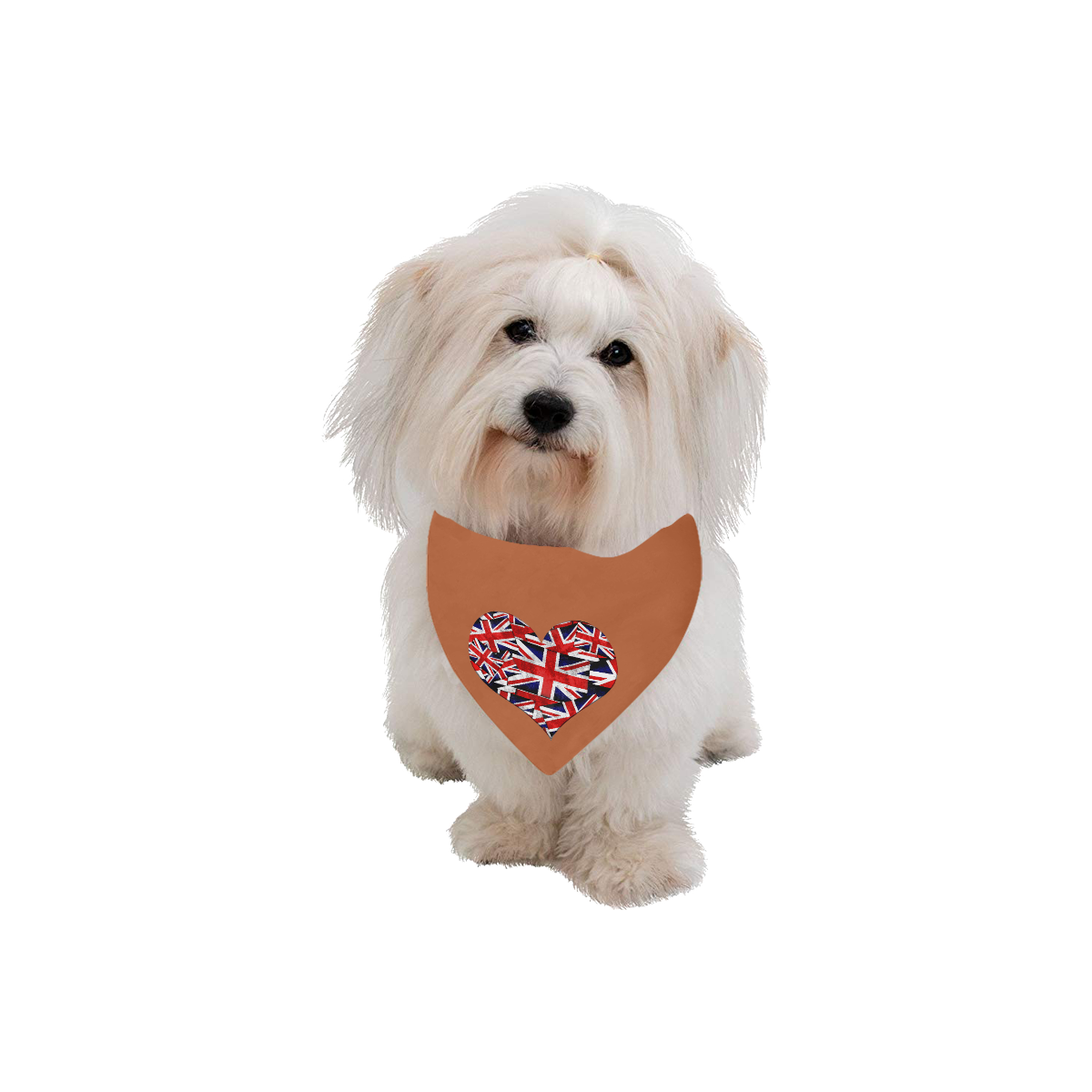 Union Jack British UK Flag Heart Brown Pet Dog Bandana/Large Size